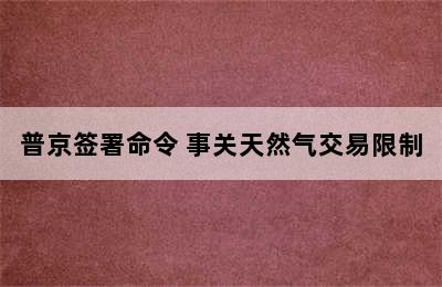 普京签署命令 事关天然气交易限制